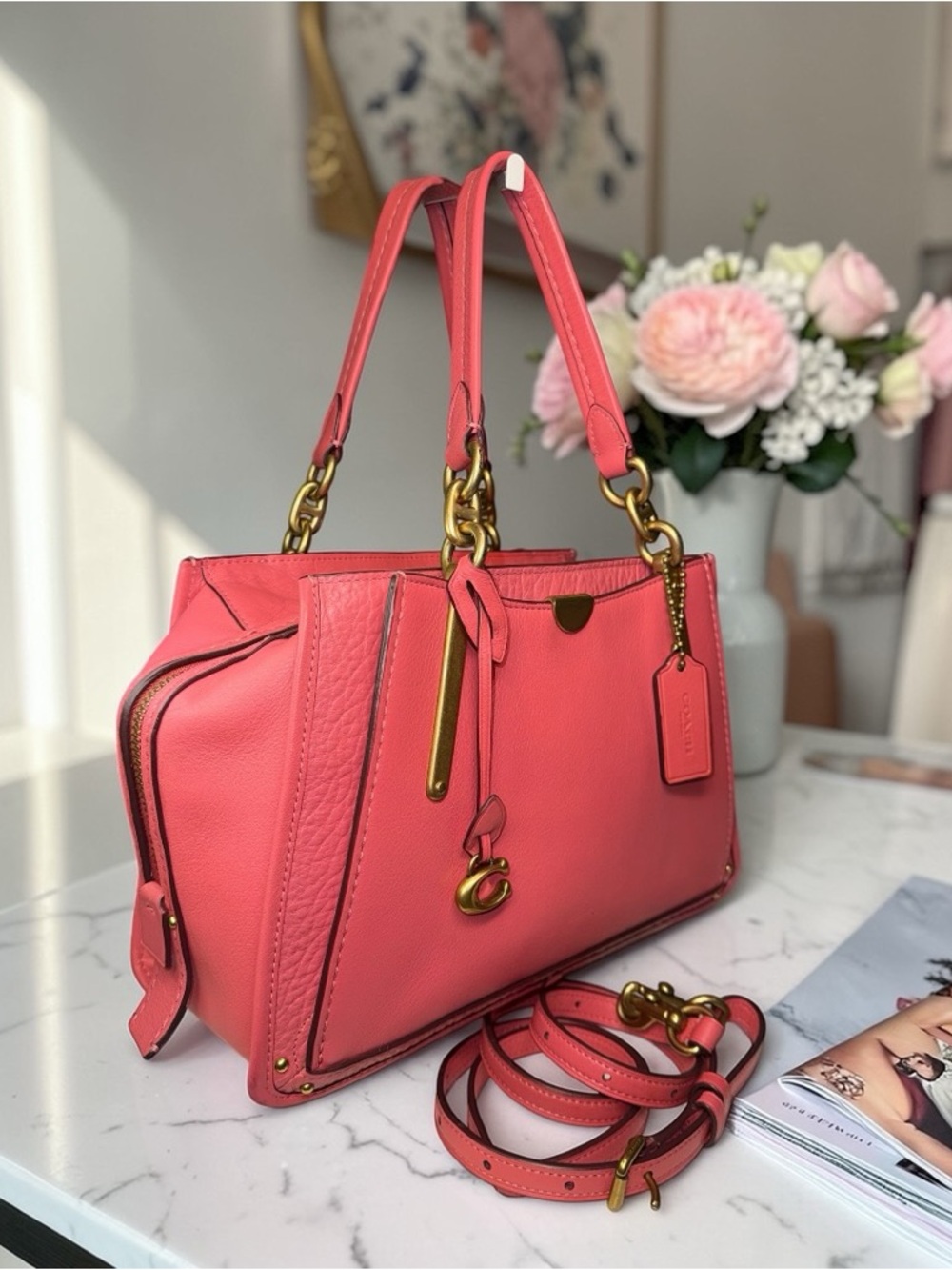 💕 Coach Dreamer 27 Orchid Pink Leather Satchel Crossbody Gold Hardware ✨ - Picture 3 of 15